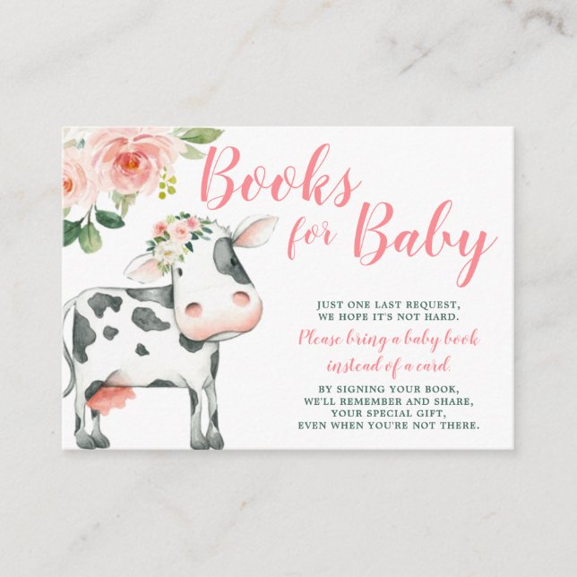 Carte D'accompagnement Pink Floral Cow Girl Baby shower Demande de réserv (Devant)
