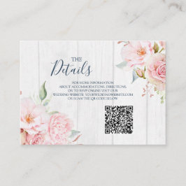 Carte D'accompagnement Pink Floral Spring Wedding QR code Details Insert