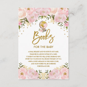 Carte D'accompagnement Pink Floral Travel Adventure Books for Baby Girl