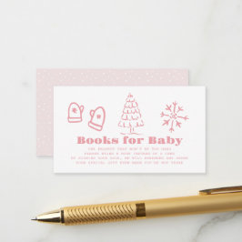 Carte D'accompagnement Pink Hand-Drawn Winter Baby Shower Book Request