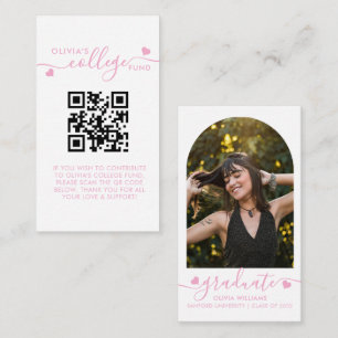Carte D'accompagnement Pink Heart Script QR Code College Fonds Arch Photo