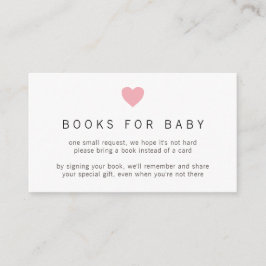 Carte D'accompagnement Pink Heart Simple Girl Books for Baby shower