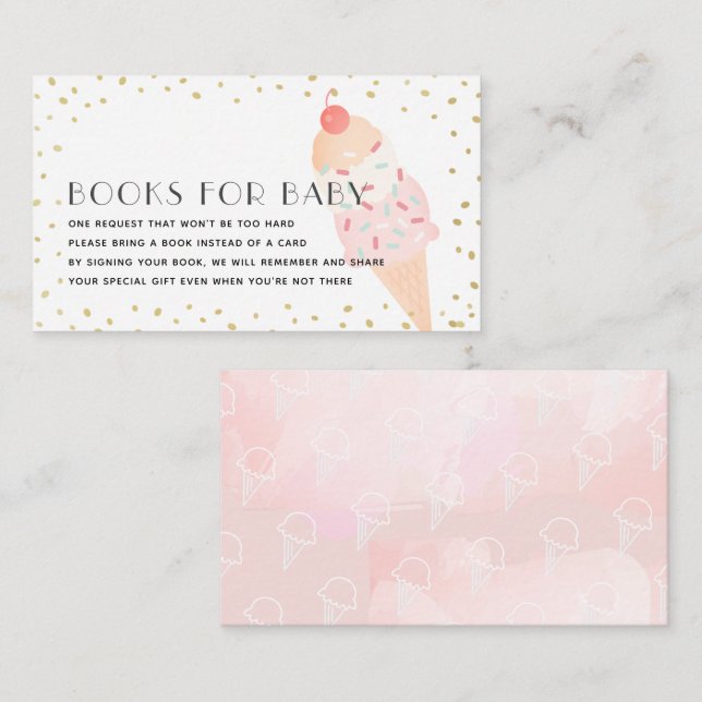 Carte D'accompagnement Pink Ice Cream Gold Baby shower Demande de réserva (Devant / Derrière)