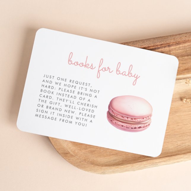 Carte D'accompagnement Pink Macaron Baby Shower Books Enclosure Card (Créateur téléchargé)