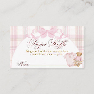 Carte D'accompagnement Pink Preppy Teddy Bear Girl Baby Shower diaper 