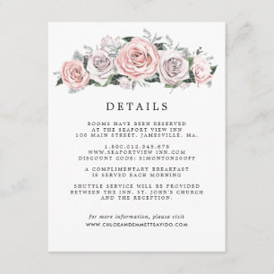 Carte D'accompagnement Pink Purple Rose Floral Mariage Détails de l'invit
