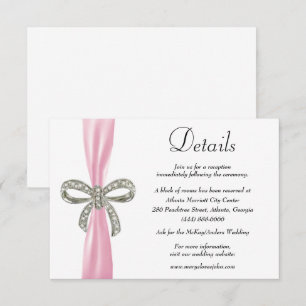 Carte D'accompagnement Pink Ribbon Diamond Bow Détails du Mariage