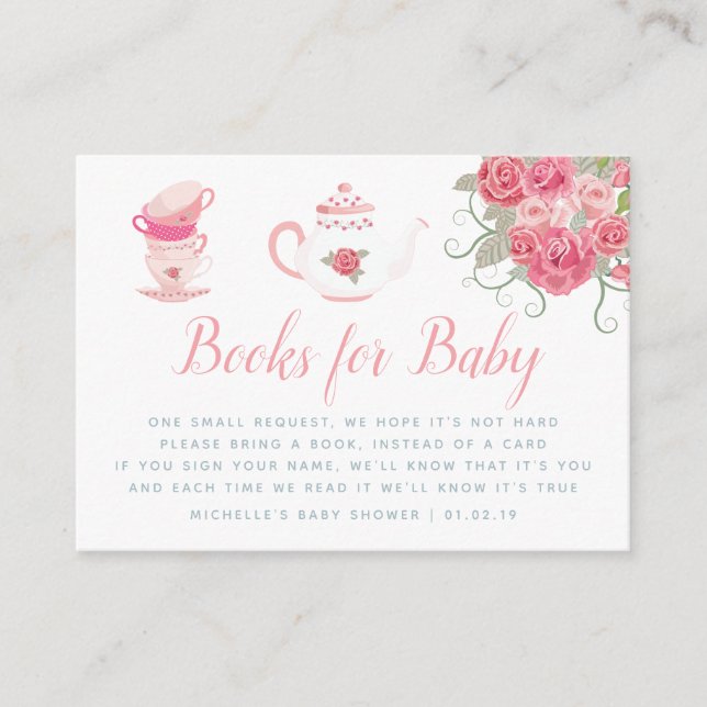 Carte D'accompagnement Pink Roses Tea Party Baby shower Demande de réserv (Devant)