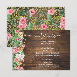 Carte D'accompagnement Pink Rustic Wild Safari Animals Baby Shower Detail