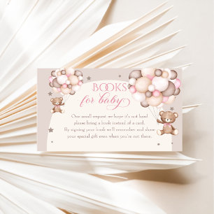 Carte D'accompagnement Pink Teddy Bear Balloon Baby shower Demande de rés