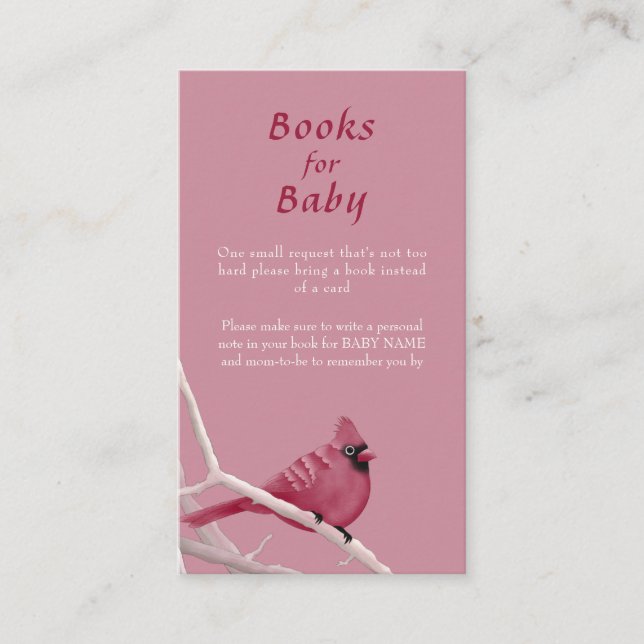 Carte D'accompagnement Pink Winter Cardinal Bird Baby shower Demande de r (Devant)