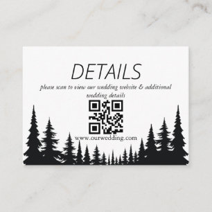 Carte D'accompagnement Pins noirs et blancs Mariage d'hiver Code QR