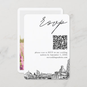 Carte D'accompagnement Pittsburgh Mariage moderne RSVP QR Code Petit