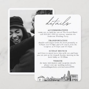 Carte D'accompagnement Pittsburgh Mariage Petits détails verticaux