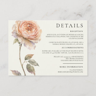 Carte D'accompagnement Pivoine pêche de détails de mariage de la rédactio