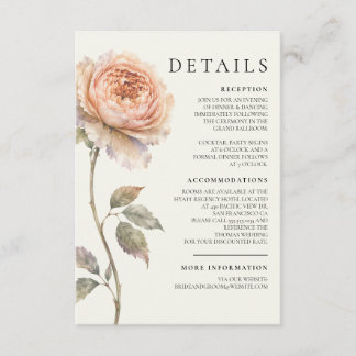 Carte D'accompagnement Pivoine pêche de détails de mariage éditorial mode