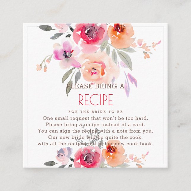 Carte D'accompagnement PixDezines Aquarelle Peonies Demande de recette En (Devant)