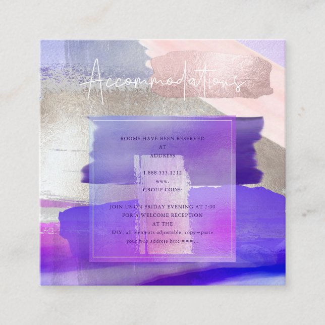 Carte D'accompagnement PixDezines Art Moderne Violet Rose Hébergements (Devant)