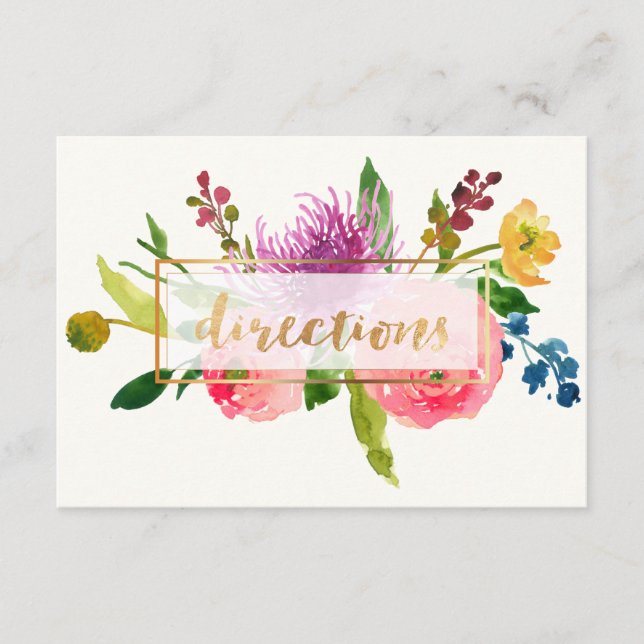 Carte D'accompagnement PixDezines directions aquarelle florale/ranunculus (Devant)