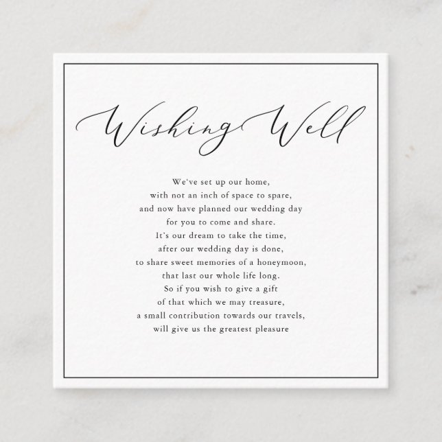 Carte D'accompagnement PixDezines Wishing Well, Calligraphie de luxe (Devant)