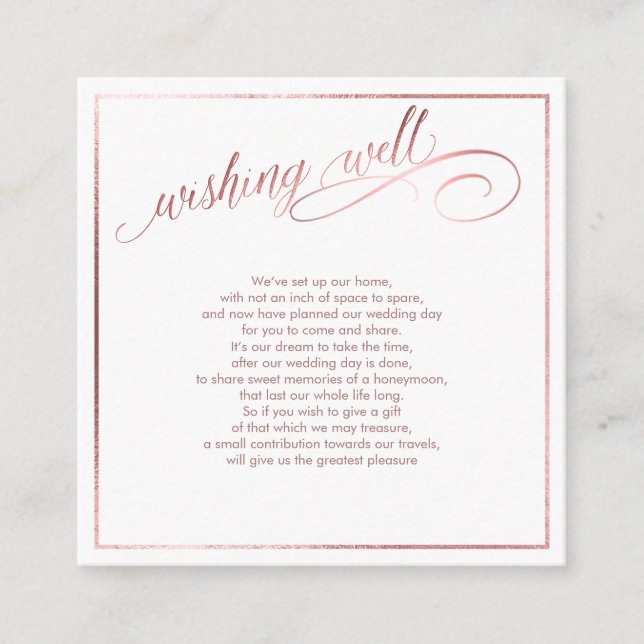 Carte D'accompagnement PixDezines Wishing Well/Marble /White+Rose Gold (Devant)