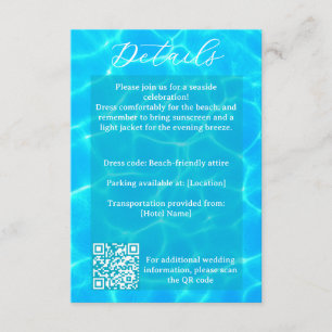 Carte D'accompagnement Plage à l'eau bleue & thème océanique pour mariage