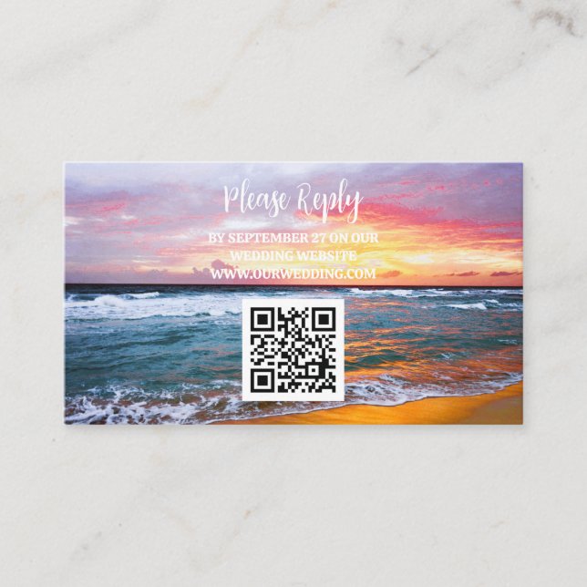 Carte D'accompagnement Plage tropicale Destination Mariage côtier (Devant)