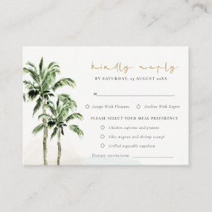 Carte D'accompagnement Plage Tropicale Palmiers Mariage Rsvp Repas Diet