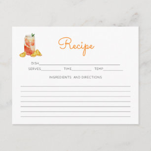 Carte D'accompagnement Plaisir Orange Citrus Thème Rose Floral Recette