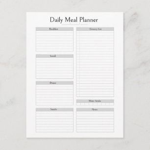 Carte D'accompagnement Planificateur de repas quotidien Minimaliste sim