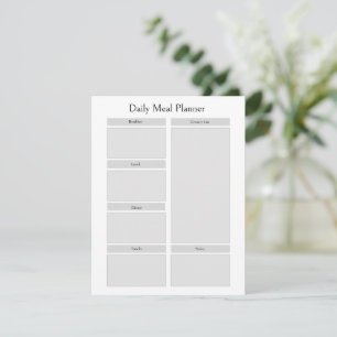 Carte D'accompagnement Planificateur de repas quotidien personnalisé Si