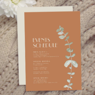 Carte D'accompagnement Planning de mariage Terracotta Eucalyptus Deco