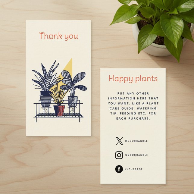 Carte D'accompagnement Plante moderne Merci (Modern Plant Shop Thank You Enclosure Card.)
