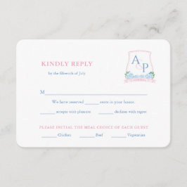 Carte D'accompagnement Plat de Mariage rose Preppy Choix de repas RSVP