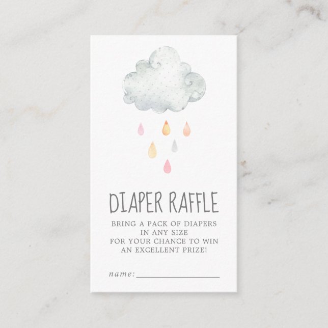 Carte D'accompagnement Pluie Cloud Fille Baby shower Déchets Raffle (Devant)