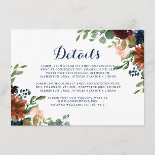 Carte D'accompagnement Plum Purple Blush Rose Botanique Détails Fleur En