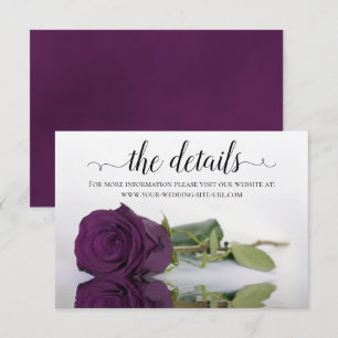 Carte D'accompagnement Plum Purple Rose Élégant Mariage Détails Site Web