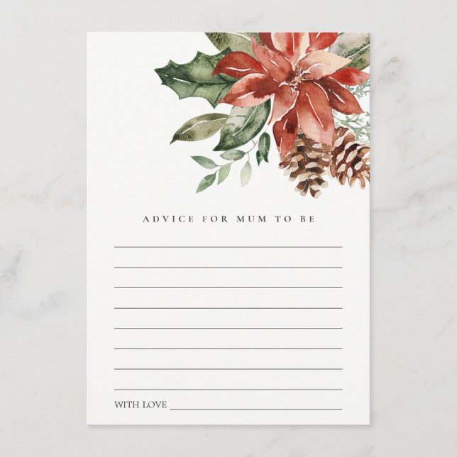 Carte D'accompagnement Poinsettia Pine Cone Conseiller pour le Baby showe (Devant)