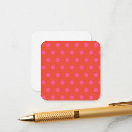 Carte D'accompagnement Pois rose et rouge orange monogrammé