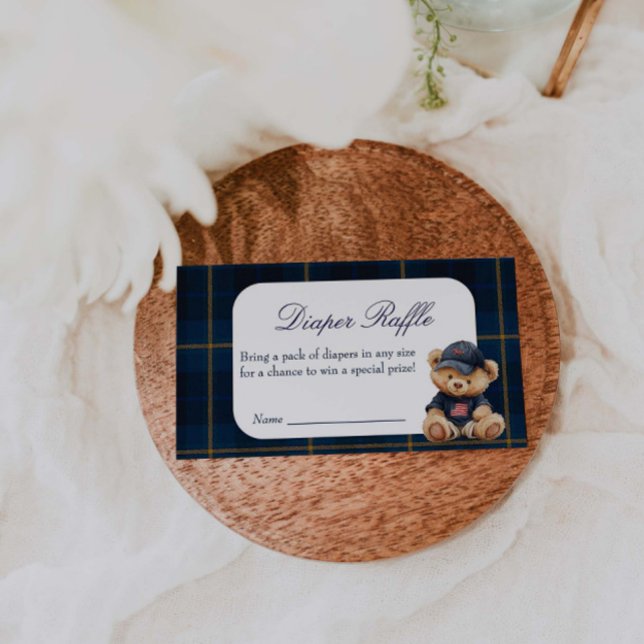 Carte D'accompagnement Polo Bear Baby Shower Diaper Raffle (Créateur téléchargé)