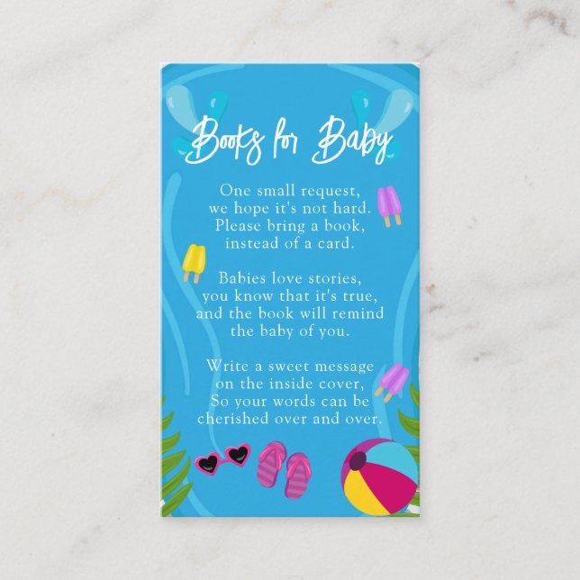 Carte D'accompagnement Pool Party Summer Girls Livres pour Baby shower (Devant)