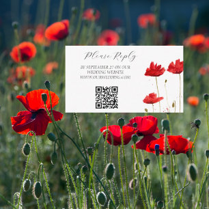 Carte D'accompagnement Poppies Aquarelle Fleurs rouges Floral Mariage