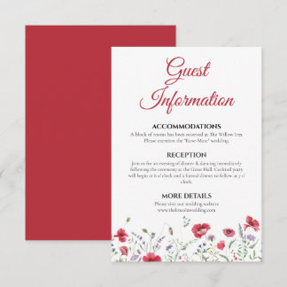 Carte D'accompagnement Poppy & Lavender Watercolor Floral Wedding Details