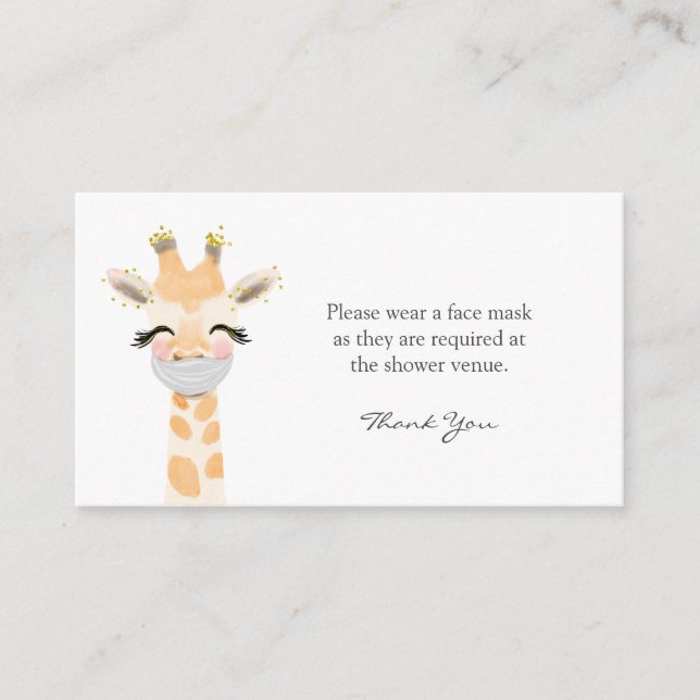 Carte D'accompagnement Porter un Baby shower de demande de masque facial (Devant)