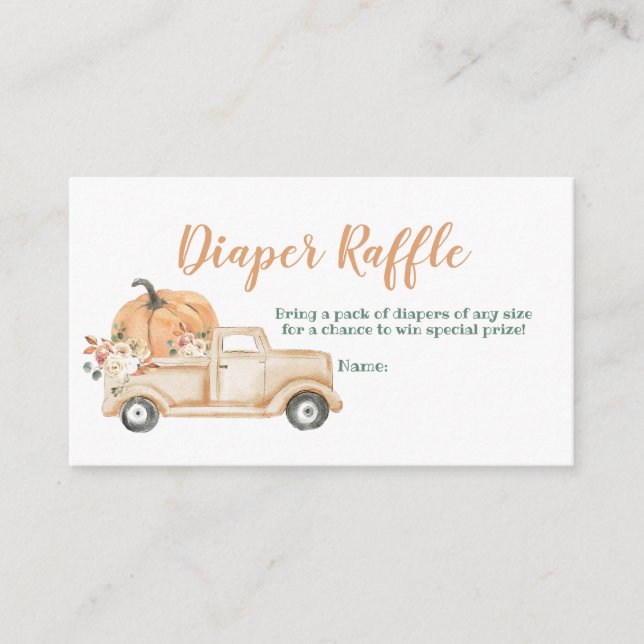Carte D'accompagnement Poser Citrouille Rustique Truck Diaper Raffin (Devant)