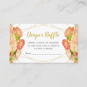 Carte D'accompagnement Poser des fleurs d'or Diaper Raffle Billets