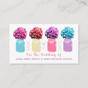 Carte D'accompagnement Pots Mason Hydrangea Floraux, Sauvegarder la Date