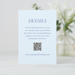 Carte D'accompagnement Poudre moderne bleu QR Code élégant mariage