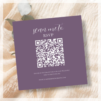 Carte D'accompagnement Pourpre | Code QR RSVP de mariage