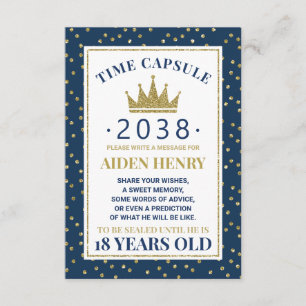 Carte D'accompagnement Première capsule d'anniversaire en bleu et en or